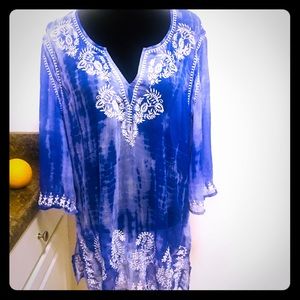 Blue and White Sheer Overlay NWOT